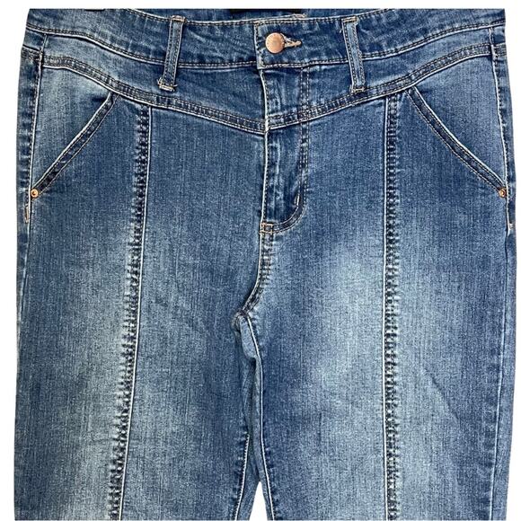Truth + Theory jeans denim front seam ankle stretch distressed size 10 - Picture 1 of 6